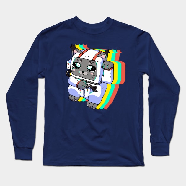 Space Lucky Cat Long Sleeve T-Shirt by rioz